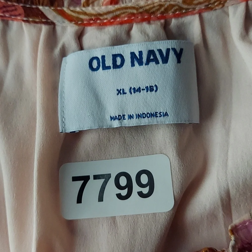 Old Navy Printed Long-Sleeve Tie-Front Tiered Swing Dress for Girls XLarge 14-16